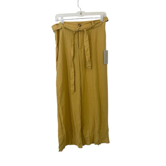 Joie Pants - Joie Linen Blend Mustard Yellow Wide Leg Pants Large Beachy Minimalist Lagenlook